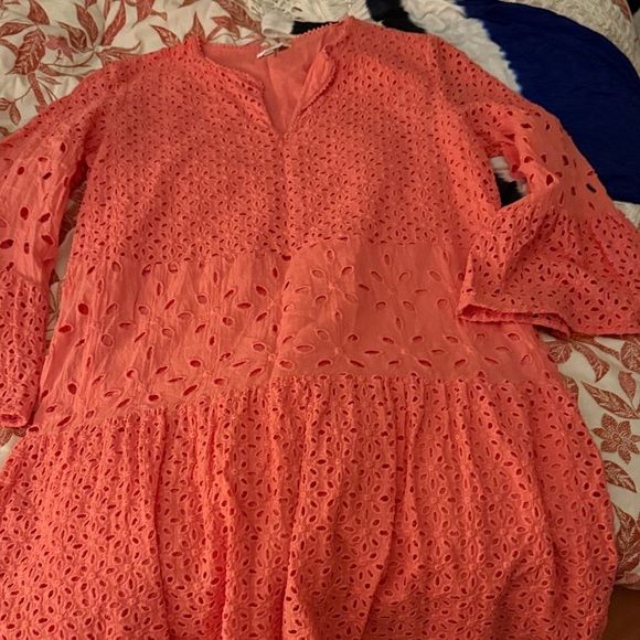 Tyler Boe Coral Eyelet Dress - Picture 1 of 4